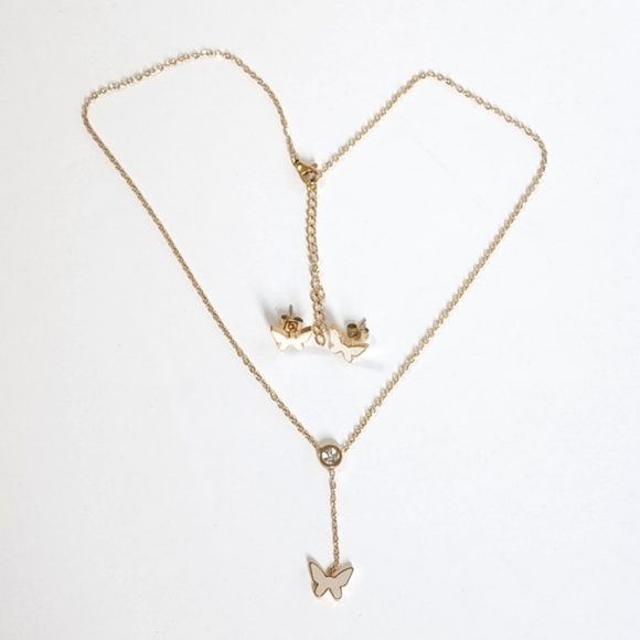 18K Gold Plated Necklace Earrings Set - Picture 7 of 13